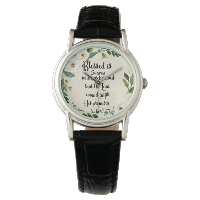 Gesegnet ist sie, die den Namen Christlich glaubte Armbanduhr (Vorderseite)