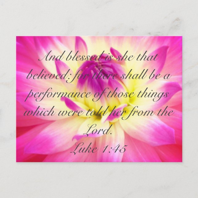 Gesegnet ist sie, die geglaubt hat postkarte (Vorderseite)
