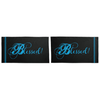 Gesegnet! Kissenbezug-Set {Schwarz/Blau) Kissenbezug