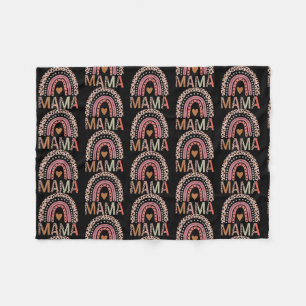 Gesegnet Mama Funny Leopard Boho Niedlich Rainbow  Fleecedecke