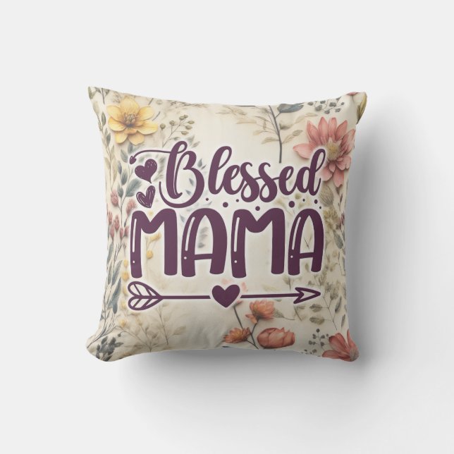 Gesegnet Mama Garden Floral Kissen (Vorderseite)