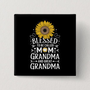 Gesegnet, Mama Oma Große Sonnenblume genannt zu we Button