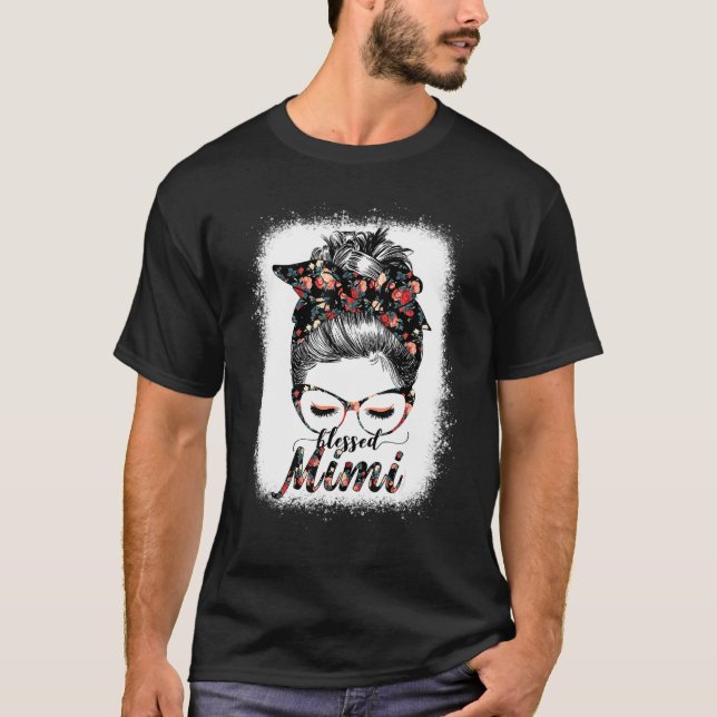 Gesegnet Mimi Messy Bun Frauen glückliche Ostermut T-Shirt (Vorderseite)