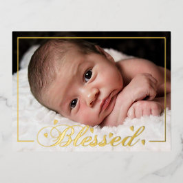 Gesegnet mit/ Herz Foil Birth Ankündigung Postkart