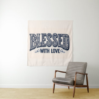 Gesegnet mit Liebe (Beige Hintergrund) Wandteppich