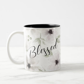 Gesegnet Moderne Schwarz-weiße Aquarellfarben Zweifarbige Tasse