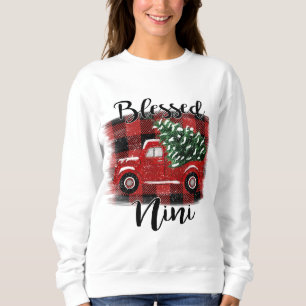 Gesegnet Nini Red Truck Vintage Weihnachtsbaum Sweatshirt