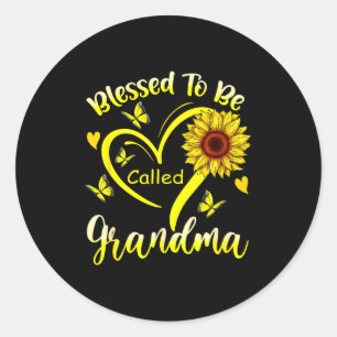 Gesegnet, Oma Sonnenblume floral genannt zu werden Runder Aufkleber