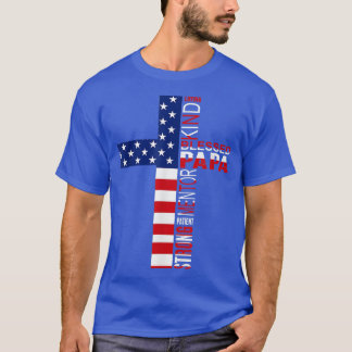 Gesegnet Papa American Flag 4. Juli Religious F T-Shirt
