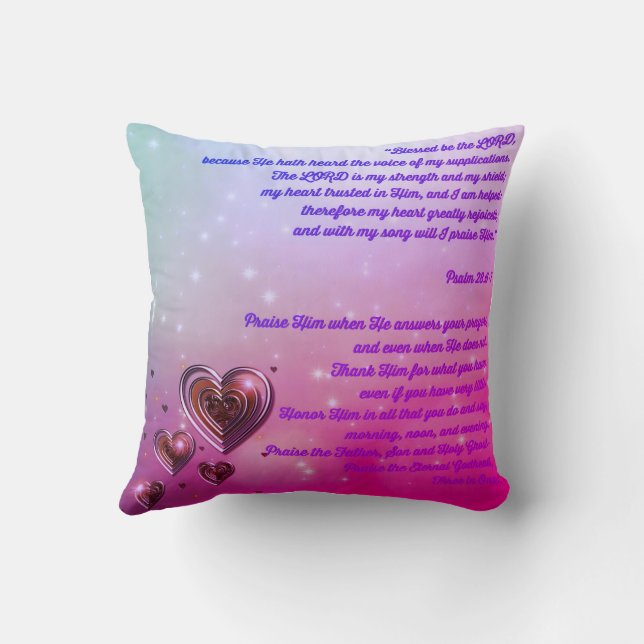 Gesegnet Sei der Herr Psalm 28:6-7 Kissen (Rückseite)