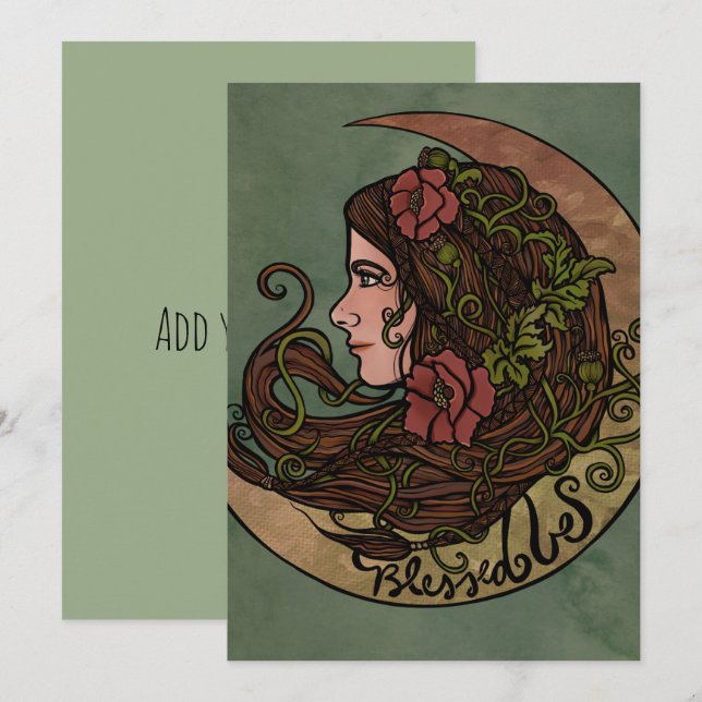 Gesegnet sei Moon Goddess Pagan Art Einladung (Vorne/Hinten)