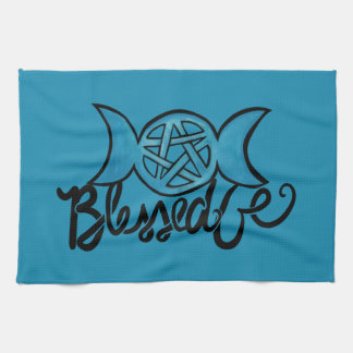 Gesegnet sei Pagan Triple Moon Pentagramm Geschirrtuch