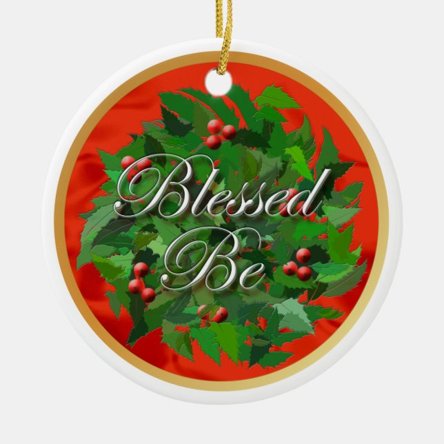 Gesegnet seien Sie Weihnachten-Verzierung Keramik Ornament (Vorne)