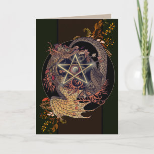 Gesegnet sein Jugendstil Pentagramm Dragon Karte