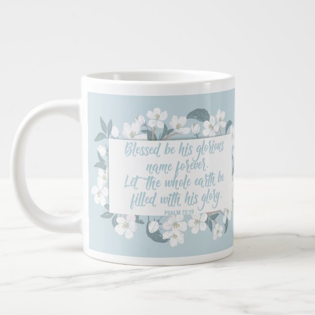 Gesegnet sein Name Psalm Christlich Verse Floral Jumbo-Tasse (Links)