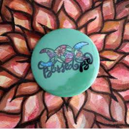 "Gesegnet sein" Triple Moon Bloom Button