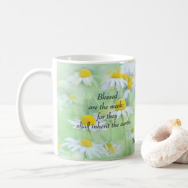 Gesegnet sind die Meek - Matthew 5:5 Kaffeetasse (Mit Donut)