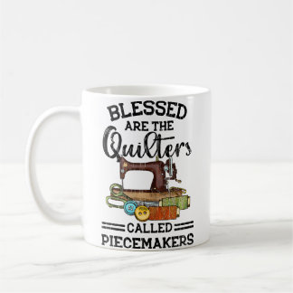 Gesegnet sind die Quilter Lustige Stickerei Nähen Kaffeetasse