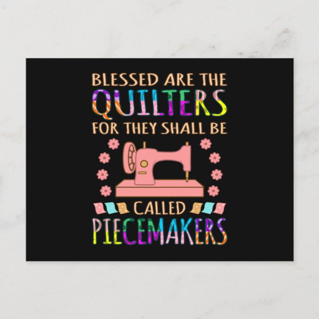 Gesegnet sind die Quilters Quilters Quilting Nähen Postkarte (Vorderseite)