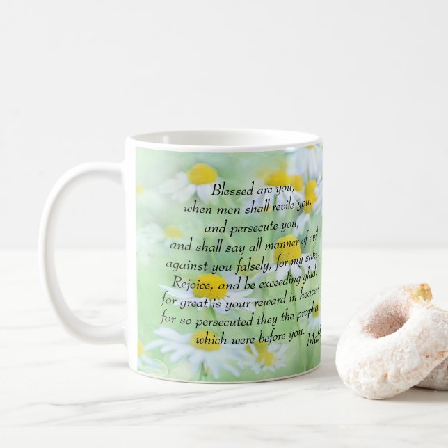 Gesegnet sind die Verfolgten - Matthew 5:11,12 Kaffeetasse (Mit Donut)