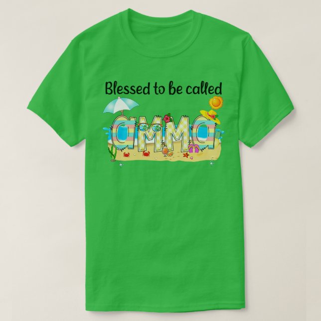 Gesegnet, um Amma Summer Beach Happy Mothe genannt T-Shirt (Design vorne)