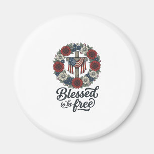 Gesegnet, um ein patriotisches Blumenkreuz-Shirt f Magnet