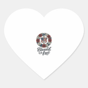Gesegnet, um patriotisches Blumenkreuz-Shirt frei Herz-Aufkleber
