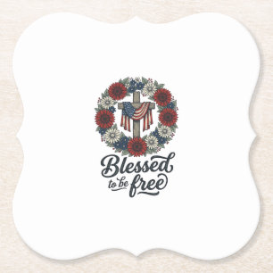 Gesegnet, um patriotisches Blumenkreuz-Shirt frei Untersetzer