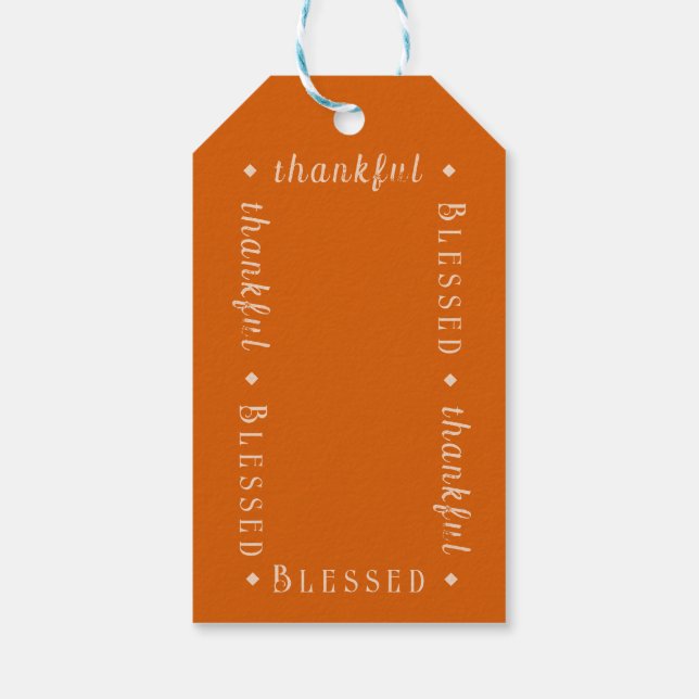 "Gesegnet" und "dankbar" Personalisiert Geschenkanhänger (Rückseite)