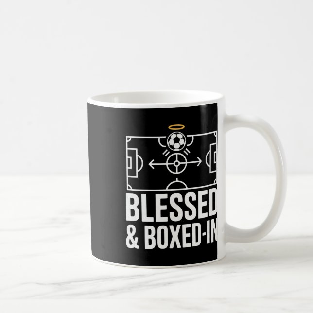 Gesegnet und in Fußballtaktik eingesperrt Kaffeetasse (Rechts)