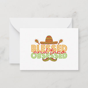 Gesegnet und Taco Besessen Lustiges Cinco De Mayo  Mitteilungskarte