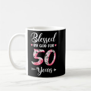 Gesegnet von Gott für 50 Jahre alt 50. Geburtstags Kaffeetasse