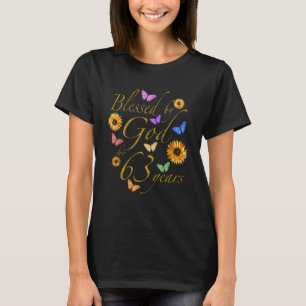 Gesegnet von Gott für 63 Jahre Schmetterling Sonne T-Shirt