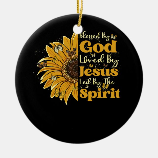 Gesegnet von Gott geliebt durch Jesus geführt durc Keramik Ornament (Vorne)
