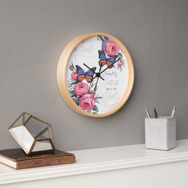 Gesegnet von Gott geliebt durch Jesus glücklichen  Uhr (Büro)