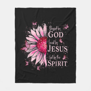 Gesegnet von Gott - geliebt von Jesus rosa Sonnenb Fleecedecke