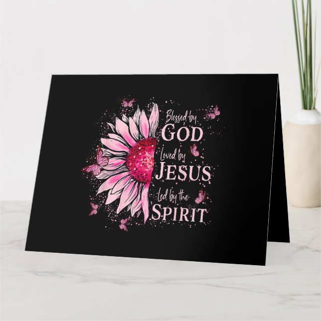 Gesegnet von Gott - geliebt von Jesus rosa Sonnenb Karte (Vorderseite)