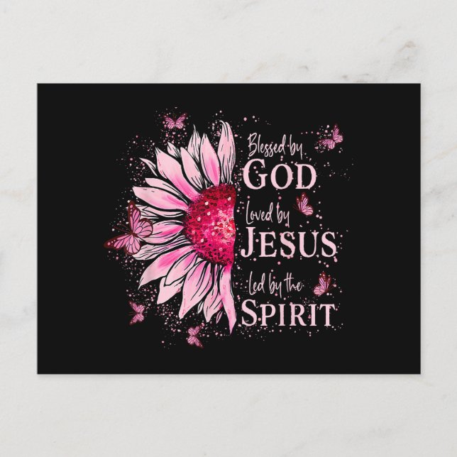 Gesegnet von Gott - geliebt von Jesus rosa Sonnenb Postkarte (Vorderseite)