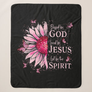 Gesegnet von Gott - geliebt von Jesus rosa Sonnenb Sherpadecke