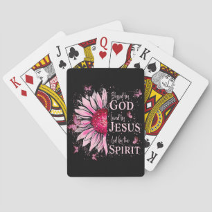 Gesegnet von Gott - geliebt von Jesus rosa Sonnenb Spielkarten