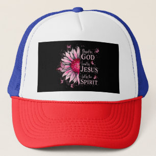 Gesegnet von Gott - geliebt von Jesus rosa Sonnenb Truckerkappe