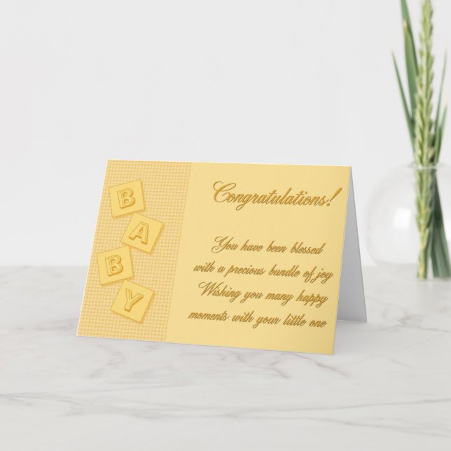 Gesegnete Baby Blocks Karte (Vorderseite)