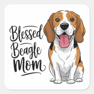 Gesegnete Beagle-Mutter Süße Cartoon-Hündin Hunde  Quadratischer Aufkleber