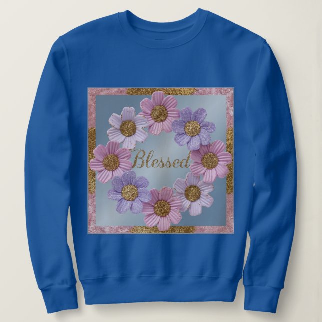 Gesegnete Imitate Glitzer Blume Sweatshirt (Design vorne)