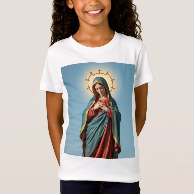 Gesegnete Jungfrau Mary Girl's Tee Shirt (Vorderseite)