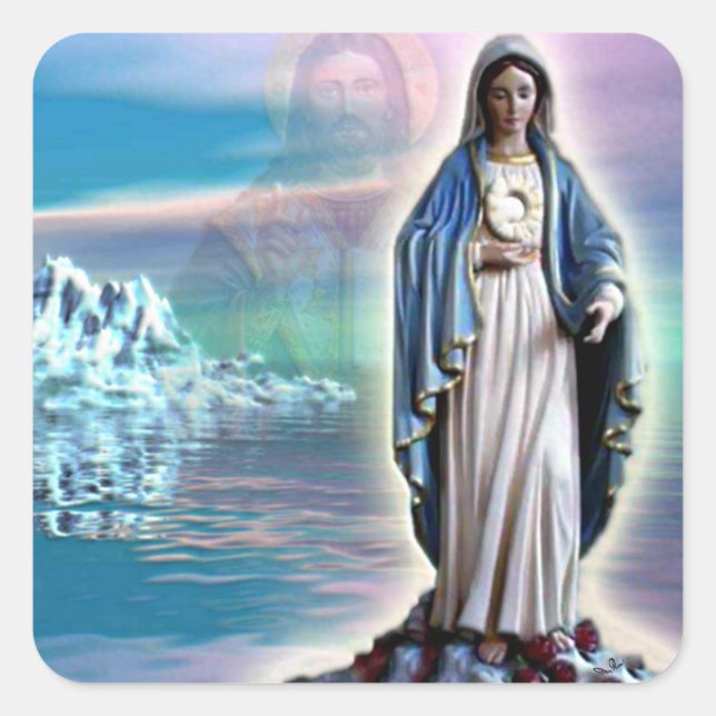 Gesegnete Jungfrau Mary - Gottesmutter Quadratischer Aufkleber (Vorderseite)