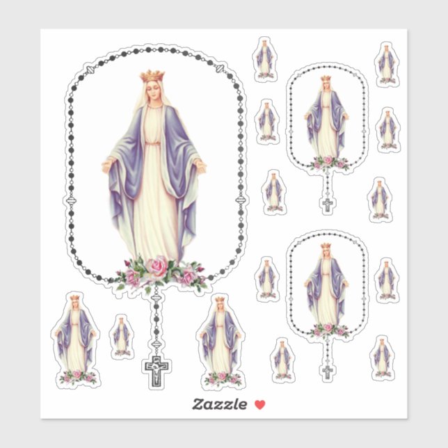 Gesegnete Jungfrau Mary Holy Rosary Aufkleber (Blatt)