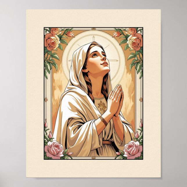 Gesegnete Jungfrau Mary im Gebet - katholisches Po Poster (Vorne)