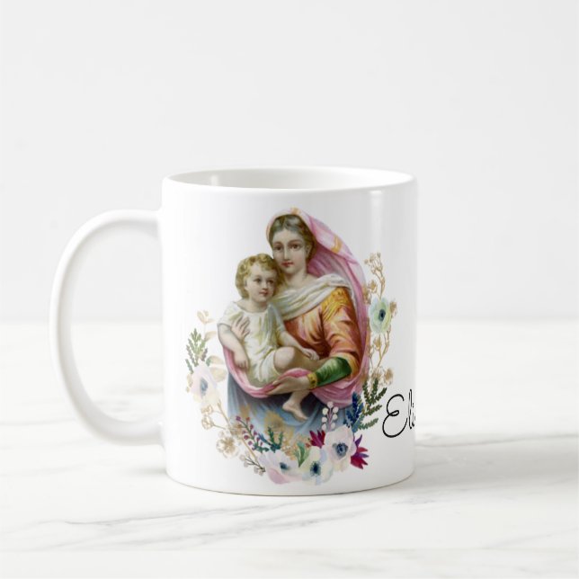 Gesegnete Jungfrau Mary Jesus katholische Gedenkst Kaffeetasse (Links)