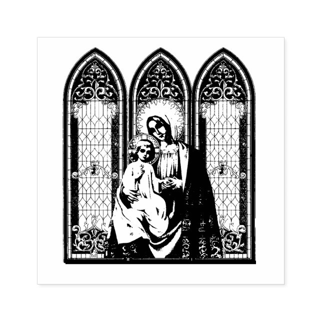 Gesegnete Jungfrau Mary Jesus katholische Symbol Gummistempel (Prägung)